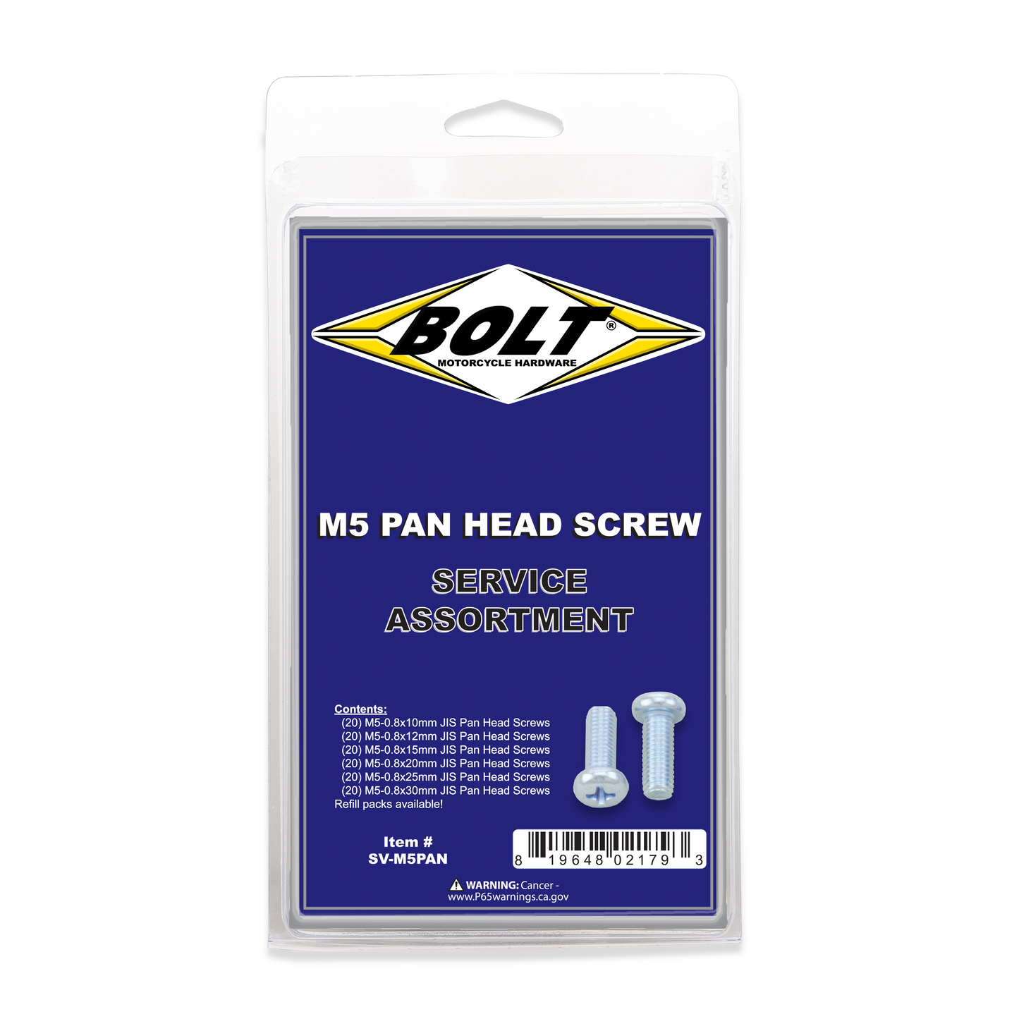 BOLT SV-M5PAN M5 Pan Head Phillips Screw Assortment Kit, 120 Pieces