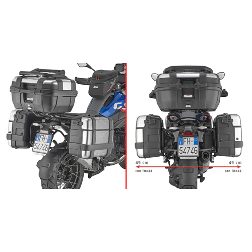 GIVI PLO5143MK Monokey Side Case Hardware for BMW R1300GS (2024) - Durable Off-Road Compatible Luggage Support System