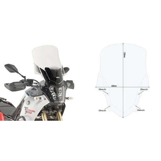 GIVI D2145ST Windshield for Yamaha Motorcycles — Clear, Smoked, and Matte Black Options