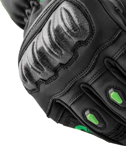 RST S1 Glove Black and Flou Green Leather XL – Men’s and Ladies’ Motorcycle Gloves with Carbon and TPR Protection