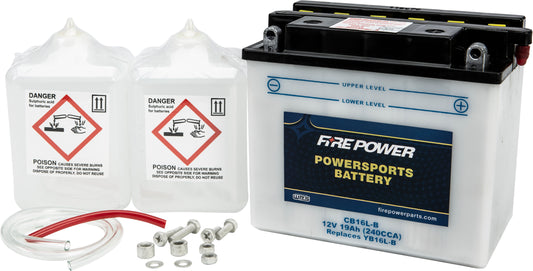 FIRE POWER CB16L-B Battery with Acid for Kawasaki, Yamaha, Arctic Cat, and Sea-Doo Vehicles