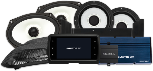 AQUATIC AV HK421 Exclusive Harley Package FLHT 14-23 - Marine Audio System with 6.5" and 6x9" RGB Speakers