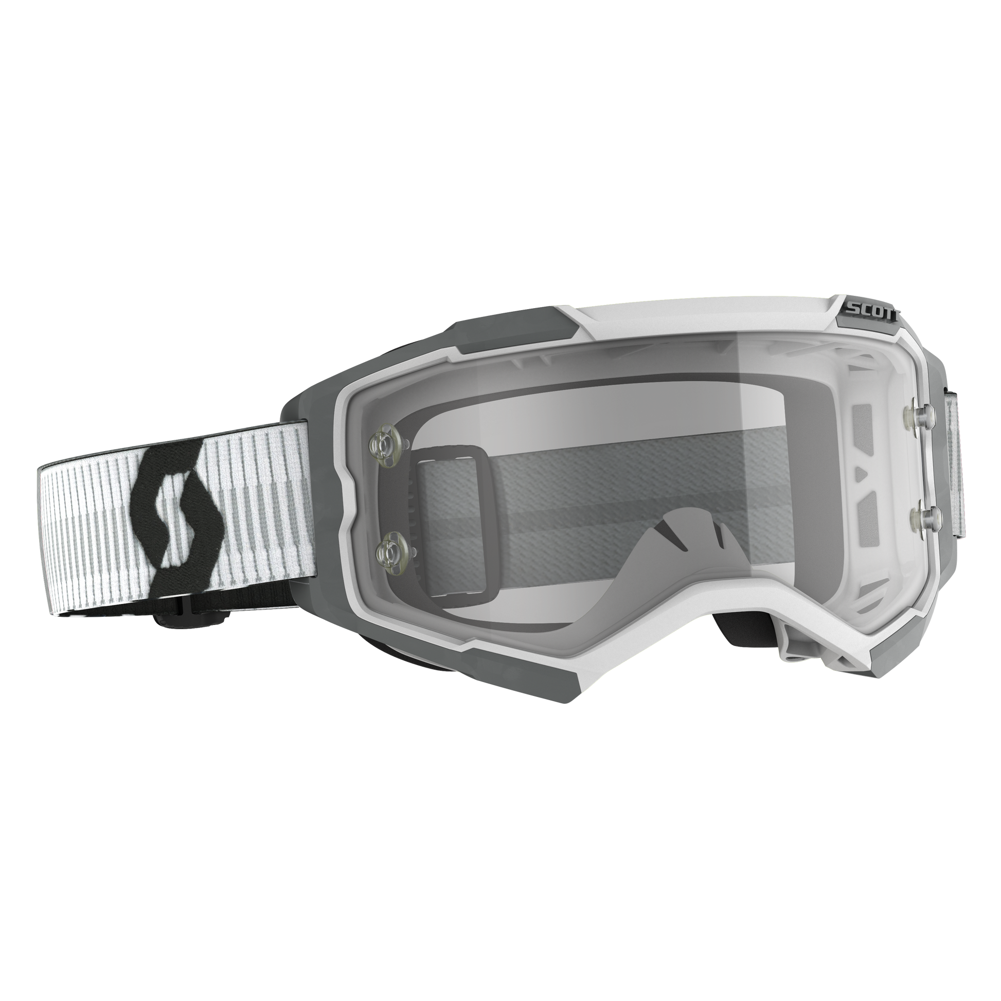 SCOTT Fury Goggle White/Grey Clear Works Lens – High-Performance Motocross Eye Protection