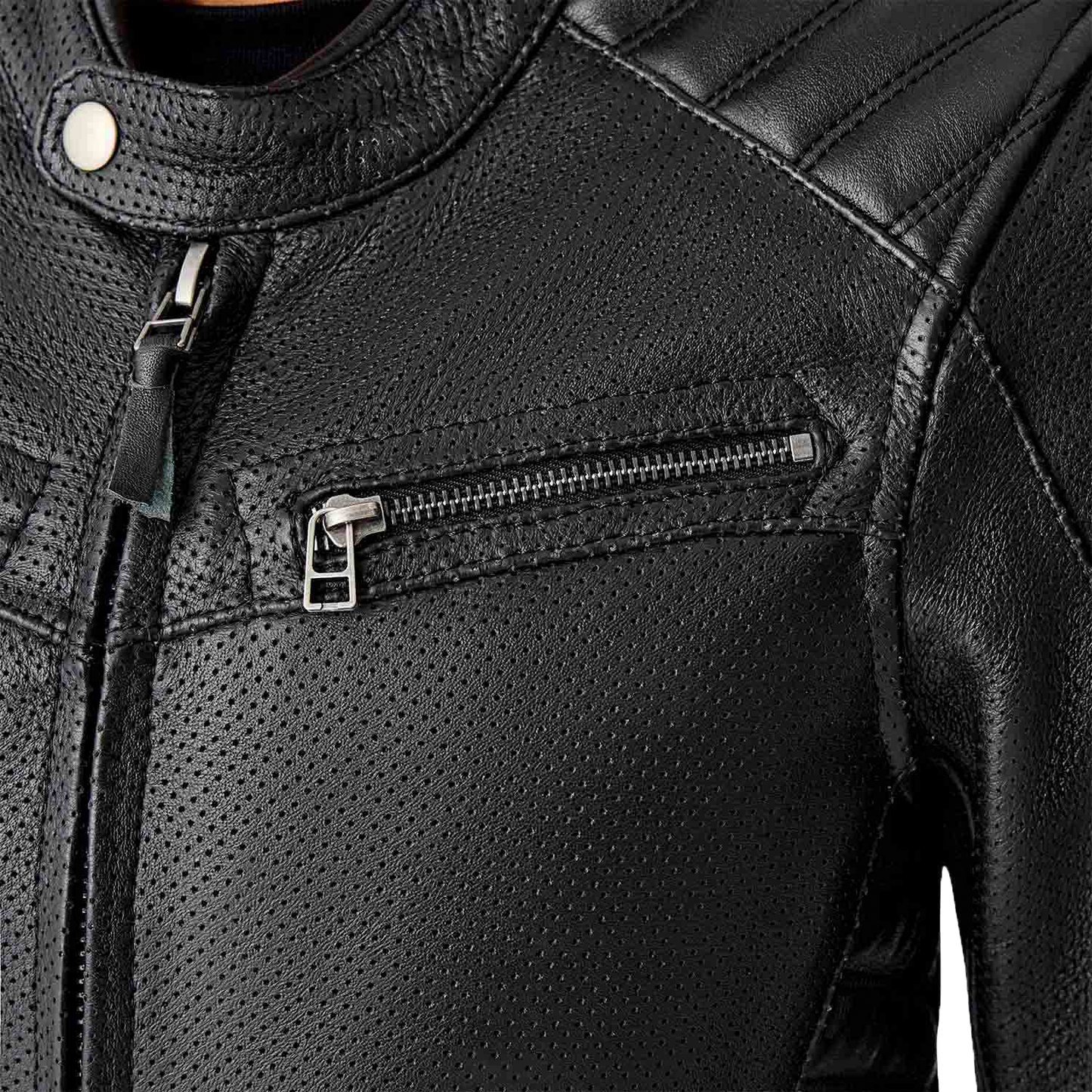 RST Women's Roadster Air D3o Leather Motorcycle Jacket - Black, Size Small