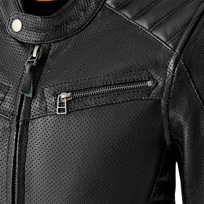 RST Women's Roadster Air D3o Leather Motorcycle Jacket - Black, Size Small