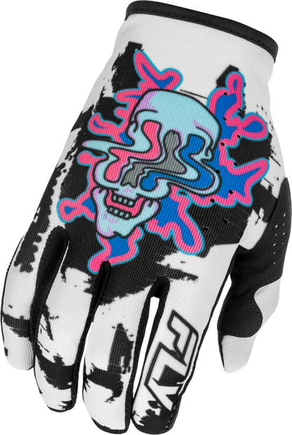 FLY RACING YOUTH LITE WARP GLOVES WHITE/BLUE/PINK YL'YL