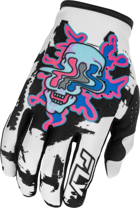 FLY RACING YOUTH LITE WARP GLOVES WHITE/BLUE/PINK YL'YL