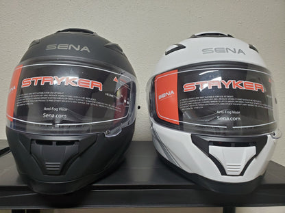 Sena Stryker Helmet Bluetooth Mesh Harman Kardon Sound : Matte Black Gloss White