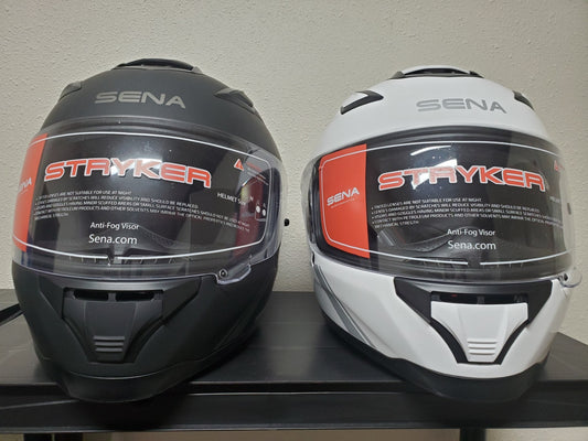 Sena Stryker Helmet Bluetooth Mesh Harman Kardon Sound : Matte Black Gloss White