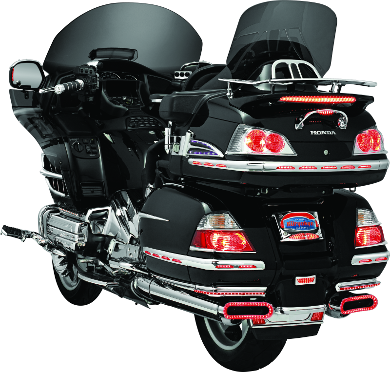 Kuryakyn LED Lighted Trunk Lid Handle for Honda GL1800 Gold Wing (2001-2005) - Chrome with Clear Lens and Red LEDs