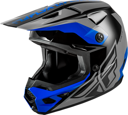 FLY Racing Kinetic Crest Helmet Grey/Black/Blue - Size Large