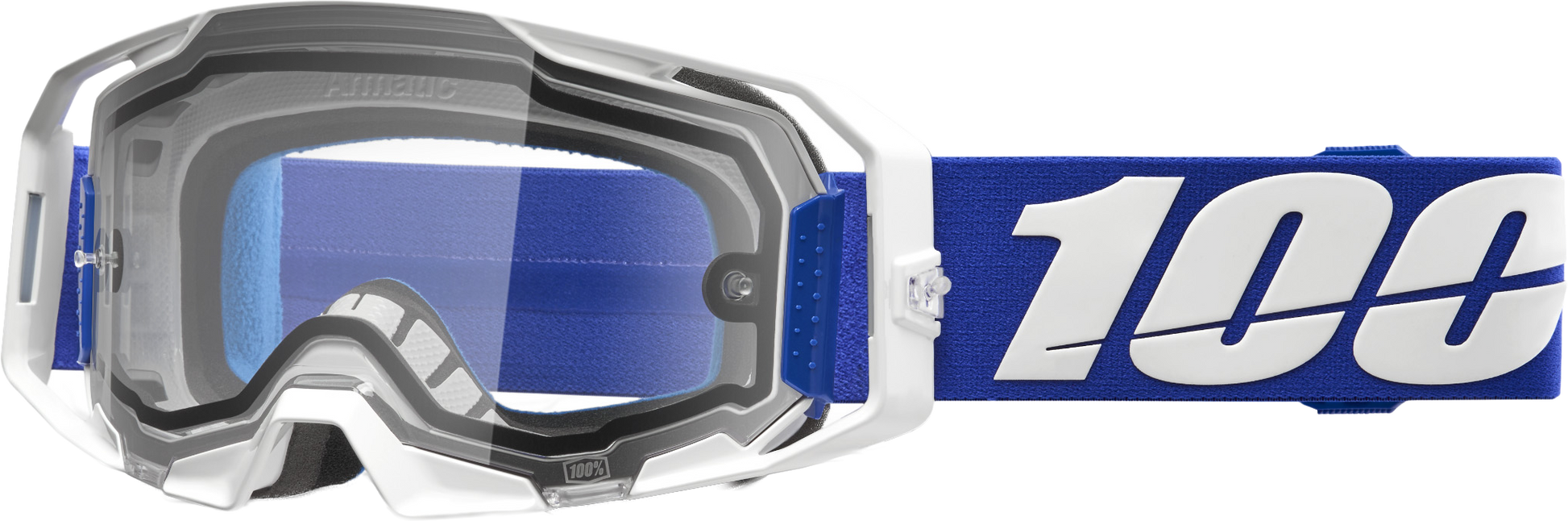 100-Percent Armatic Enduro Moto Goggle with Blue Clear Lens – High Impact Resistant MX Eyewear