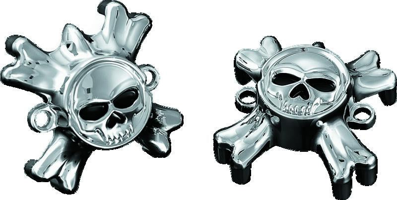 Kuryakyn Replacement Zombie Grip Emblems with Throttle Boss - Chrome Finish