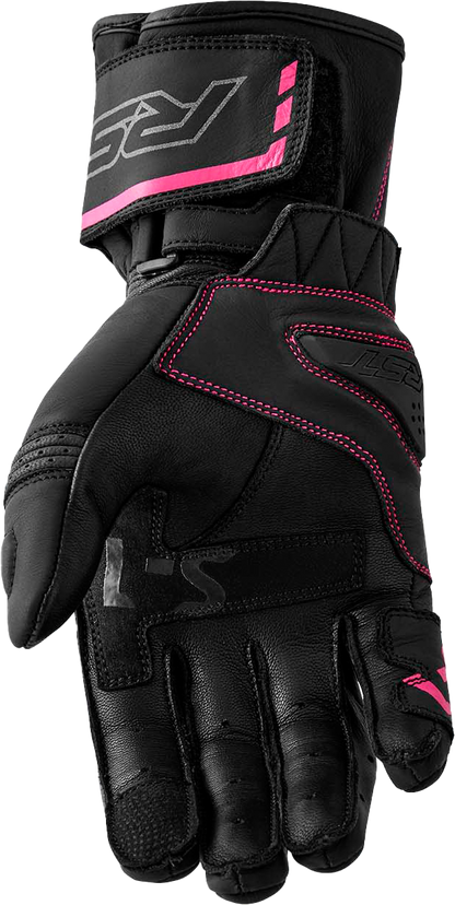 RST Women’s S1 Leather Glove Black and Pink, Large - Part Number 103653PNK-08