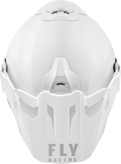 Fly Racing Trekker Solid Helmet White Large – DOT & ECE Approved Motorcycle Helmet with Drop-Down Sunshade and Removable Interior