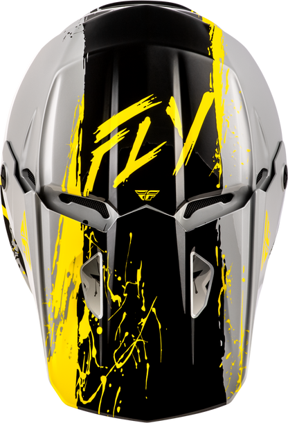 FLY RACING YOUTH KINETIC DRIP HELMET GREY/BLACK/YELLOW YS'YS