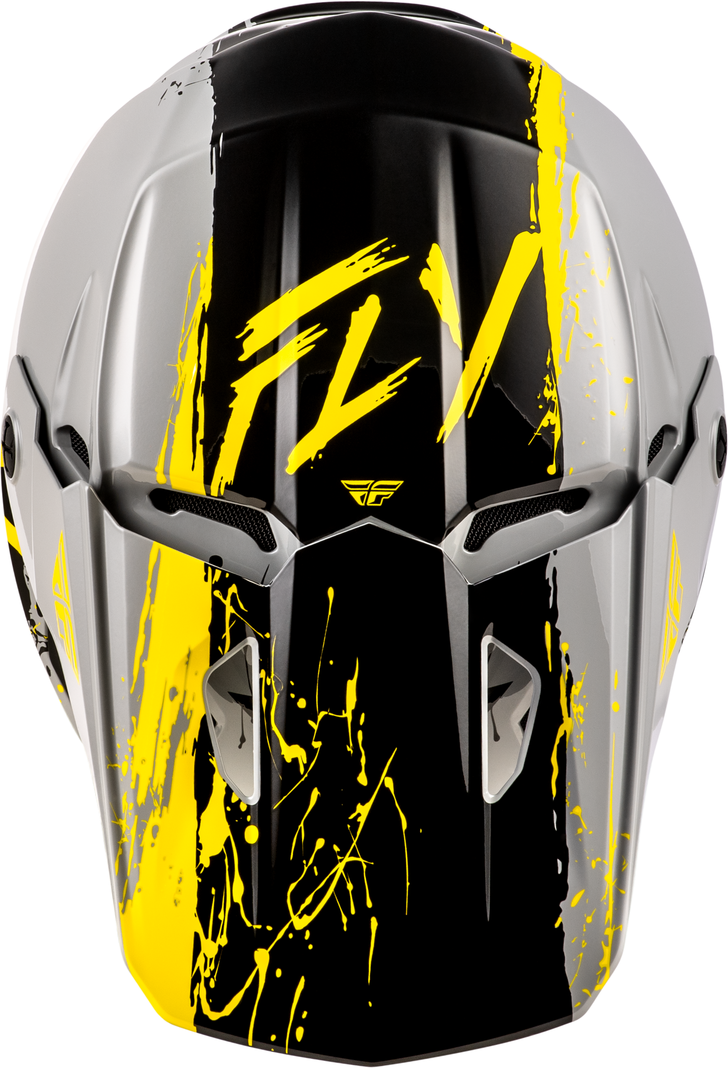 FLY Racing Youth Kinetic Drip Helmet Grey/Black/Yellow – Size Large