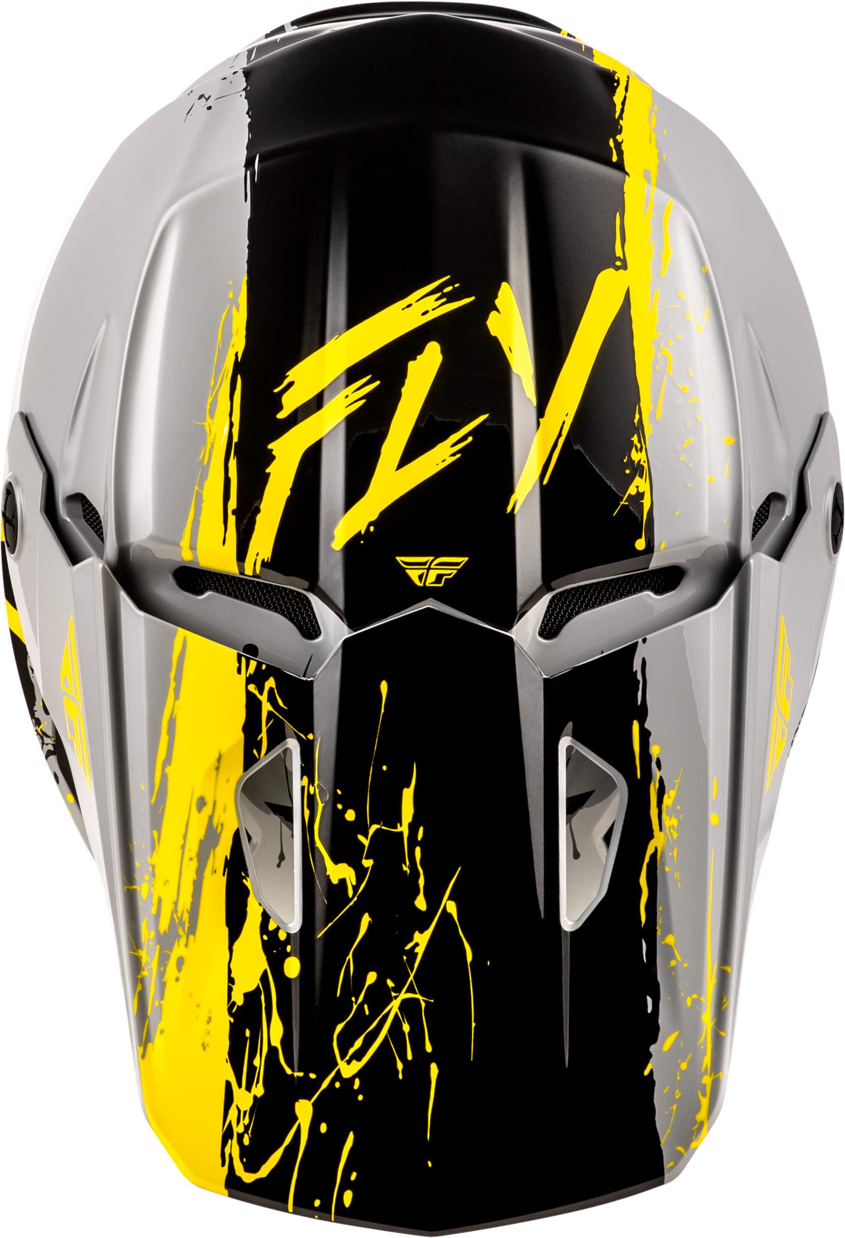 FLY Racing Youth Kinetic Drip Helmet Grey/Black/Yellow – Size Large