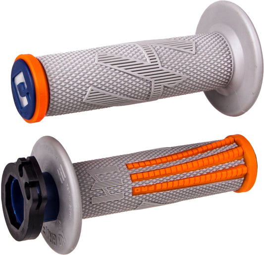 ODI Emig Pro V2 Lock-On Grip Grey/Orange – Signature MX Motorcycle Handlebar Grip with Soft Compound and Aluminum Reinforced Ends