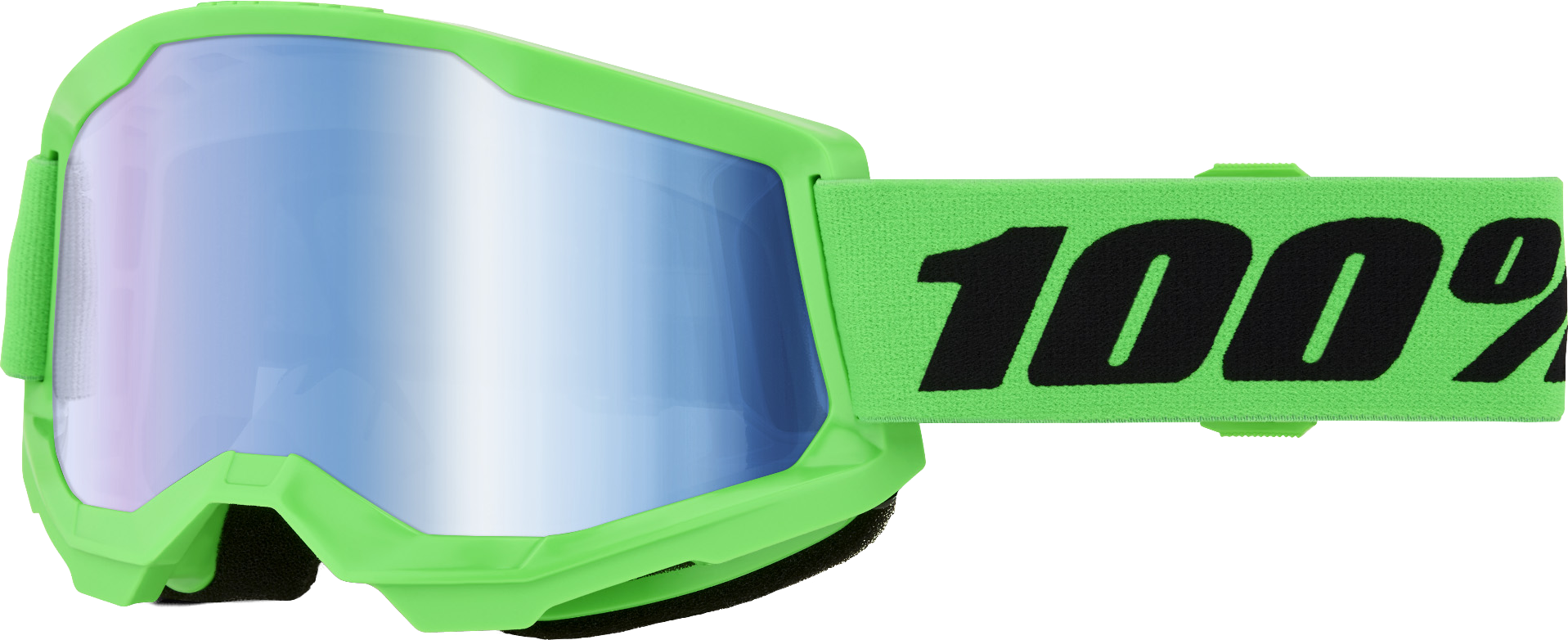 100 Percent Strata 2 Goggle Neon Green with Blue Mirror Lens - Model 50028-10027