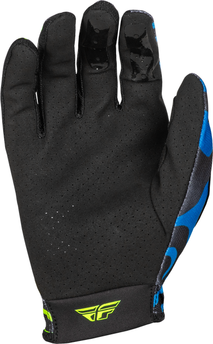 Fly Racing Lite Zen Gloves Black/Blue/Hi Vis 2X - Lightweight Race Gloves with Touch Screen Compatibility