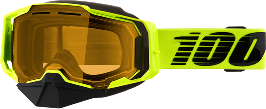 100-Percent Armega Snowmobile Goggle Neon Yellow with Yellow Lens - Part 50007-10009