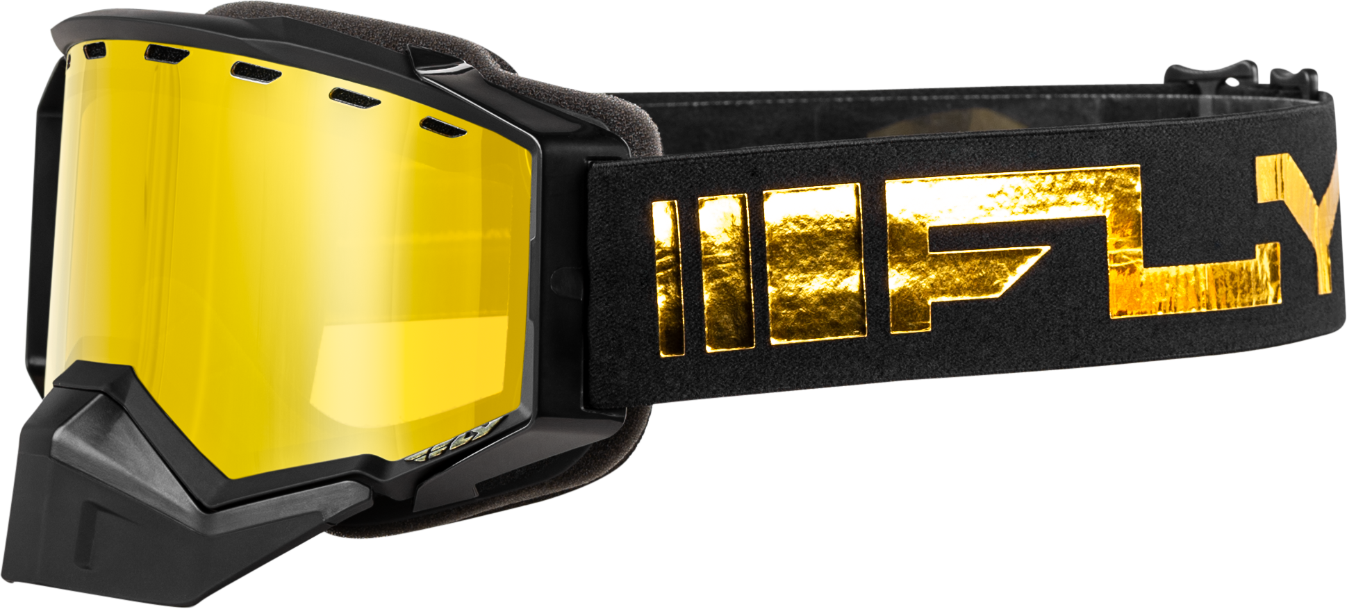 Fly Racing Zone Snow Goggle Black/Gold with Gold Mirror and Yellow Lens - Part No. FLB-24Z1