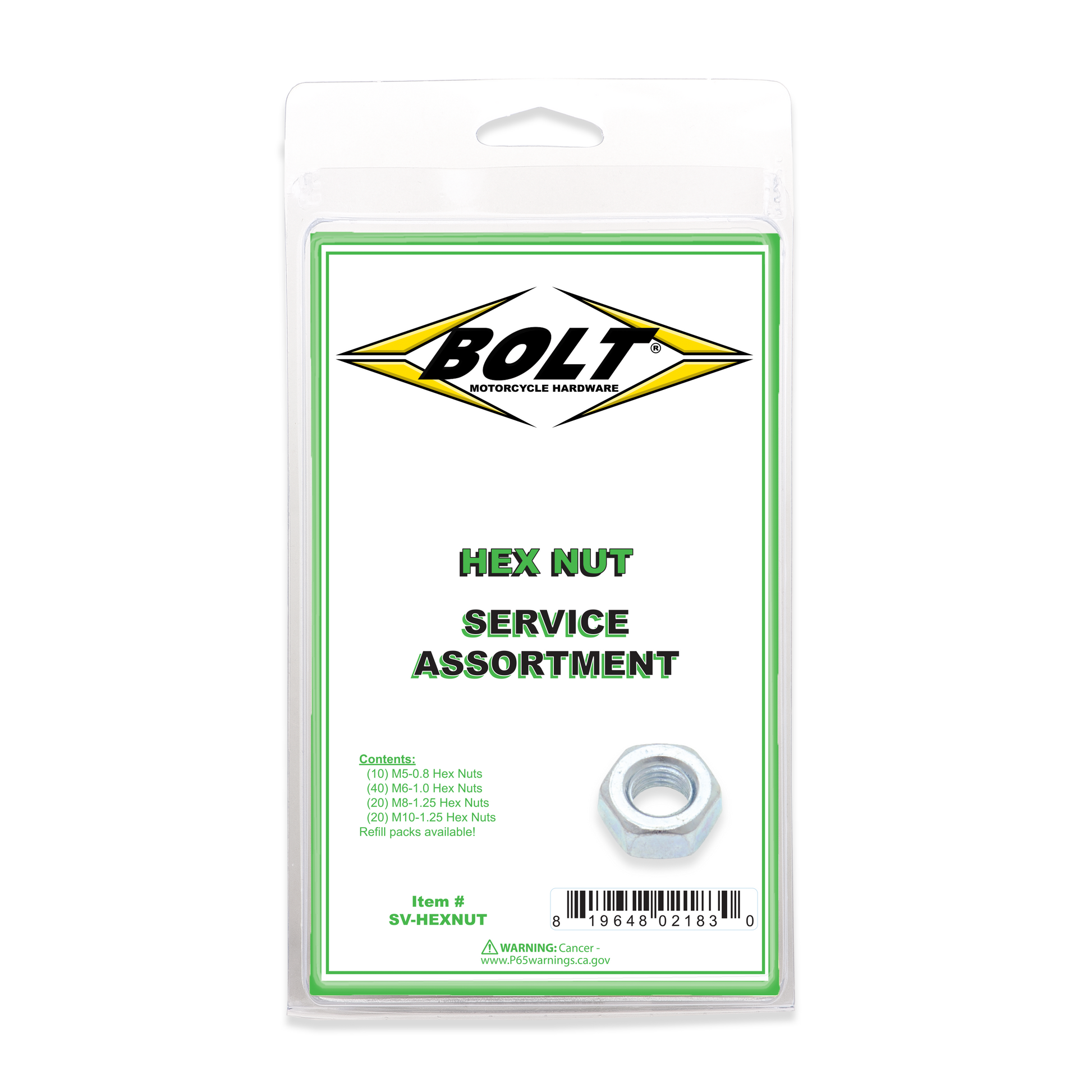 BOLT Hex Nut Assortment 90 Piece Kit - Heavy Duty Steel Fasteners for Construction and DIY Projects