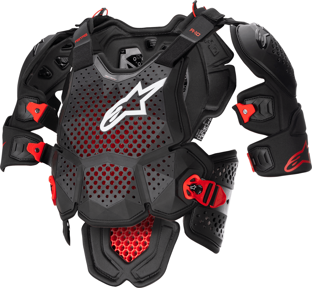 Alpinestars A-10 v2 Full Roost Guard Black/Red XS/S – Lightweight Motorcycle Protection - Kelly Motorsports