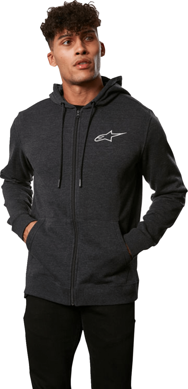 Alpinestars Ageless Chest Zip Hoodie - Charcoal 2XL with Embroidered Logo and Comfortable Features - Kelly Motorsports