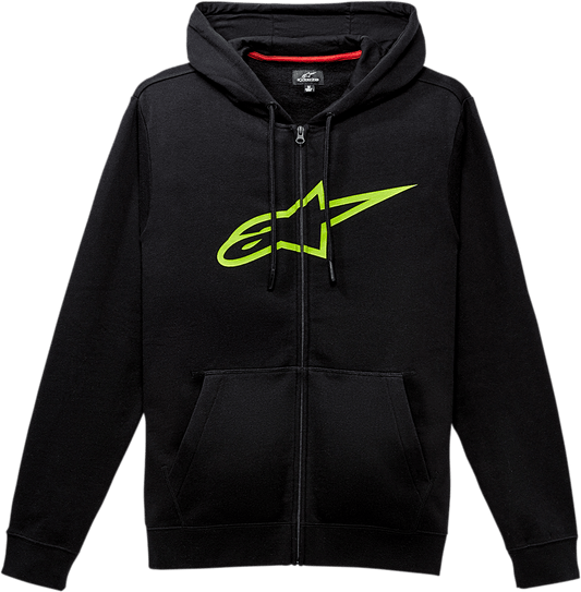 Alpinestars Ageless II Zip Hoodie - Black/Green, Size XL - Comfortable Cotton Blend with Logo Details - Kelly Motorsports
