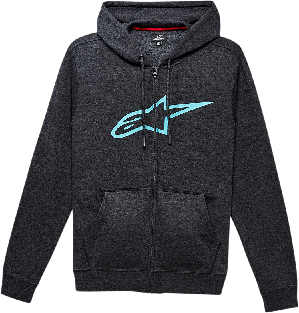 Alpinestars Ageless II Zip Hoodie Charcoal and Turquoise - XL - Kelly Motorsports