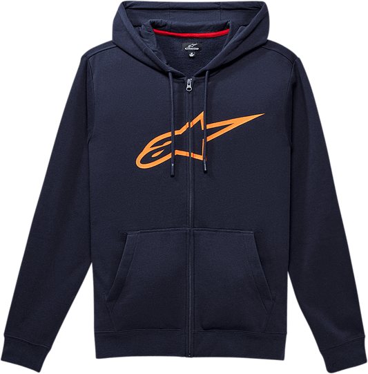 Alpinestars Ageless II Zip Hoodie - Navy and Orange, Medium - Part Number 1038530527032M - Kelly Motorsports