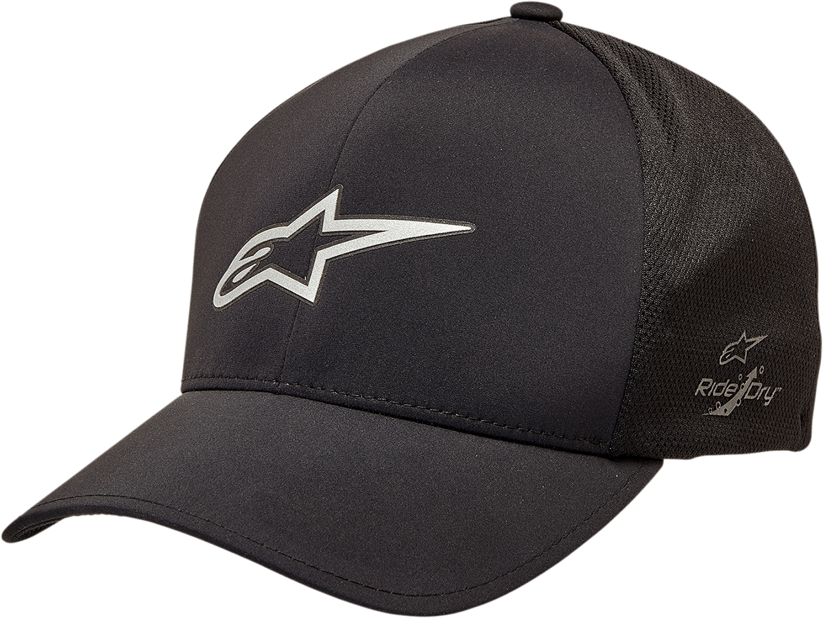 Alpinestars Ageless Mesh Delta Hat - Black Large/XL - Sports Performance Cap with Reflective Logo and Quick-Dry Fabric - Kelly Motorsports