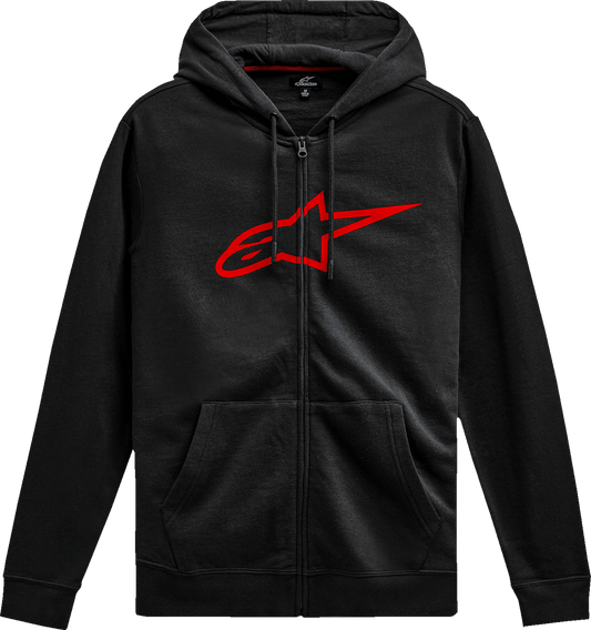 Alpinestars Ageless V3 Zip Hoodie – Black/Red, Medium, Part Number 1244-51490-1030-M - Kelly Motorsports