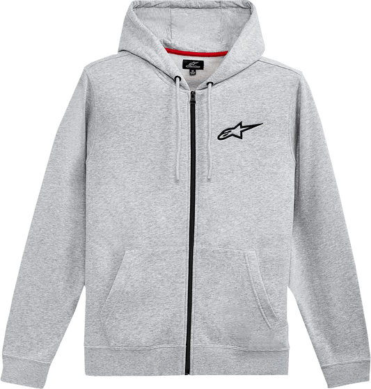 Alpinestars Ageless Zip Hoodie Heather Gray/Black XL - Comfortable Cotton-Poly Blend with Embroidery and Jersey Hood Lining - Kelly Motorsports