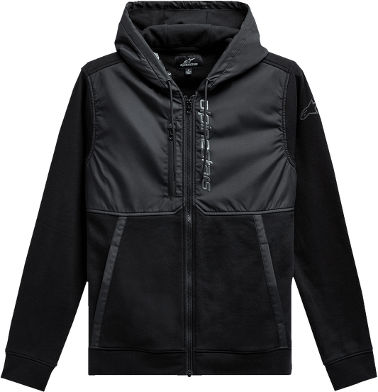 Alpinestars Aligned Zip Hoodie Black/Black XL – Part Number 1213510001010XL - Kelly Motorsports