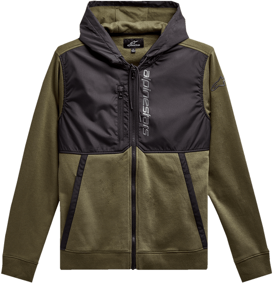 Alpinestars Aligned Zip Hoodie - Military/Black, Large (Part Number 1213510006910L) - Kelly Motorsports
