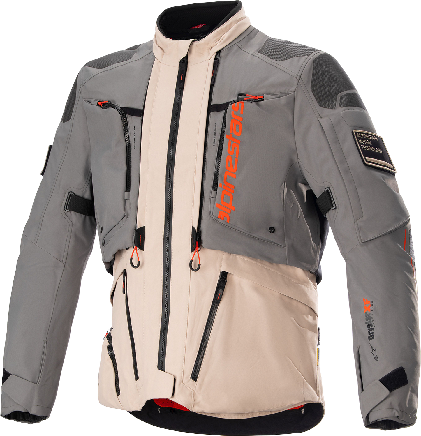 Alpinestars AMT - 10R Drystar® XF Waterproof Motorcycle Jacket - Small, Fur Gray/Pale Brown/Spicy Orange - Kelly Motorsports