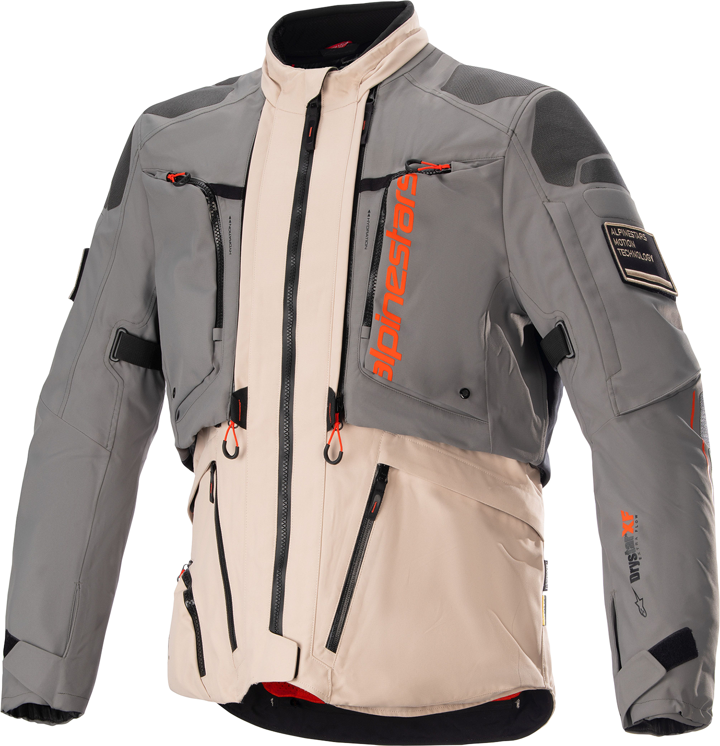 Alpinestars AMT - 10R Drystar® XF Waterproof Motorcycle Jacket - Small, Fur Gray/Pale Brown/Spicy Orange - Kelly Motorsports