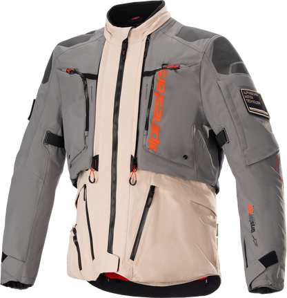 Alpinestars AMT - 10R Drystar® XF Waterproof Motorcycle Jacket - Small, Fur Gray/Pale Brown/Spicy Orange - Kelly Motorsports