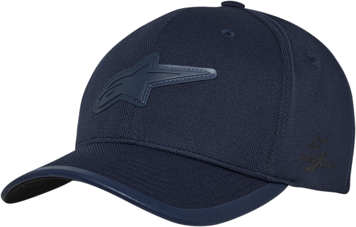 Alpinestars Astound Tech Hat Navy Large/XL - Breathable Performance Cap with Embossed Logo - Kelly Motorsports