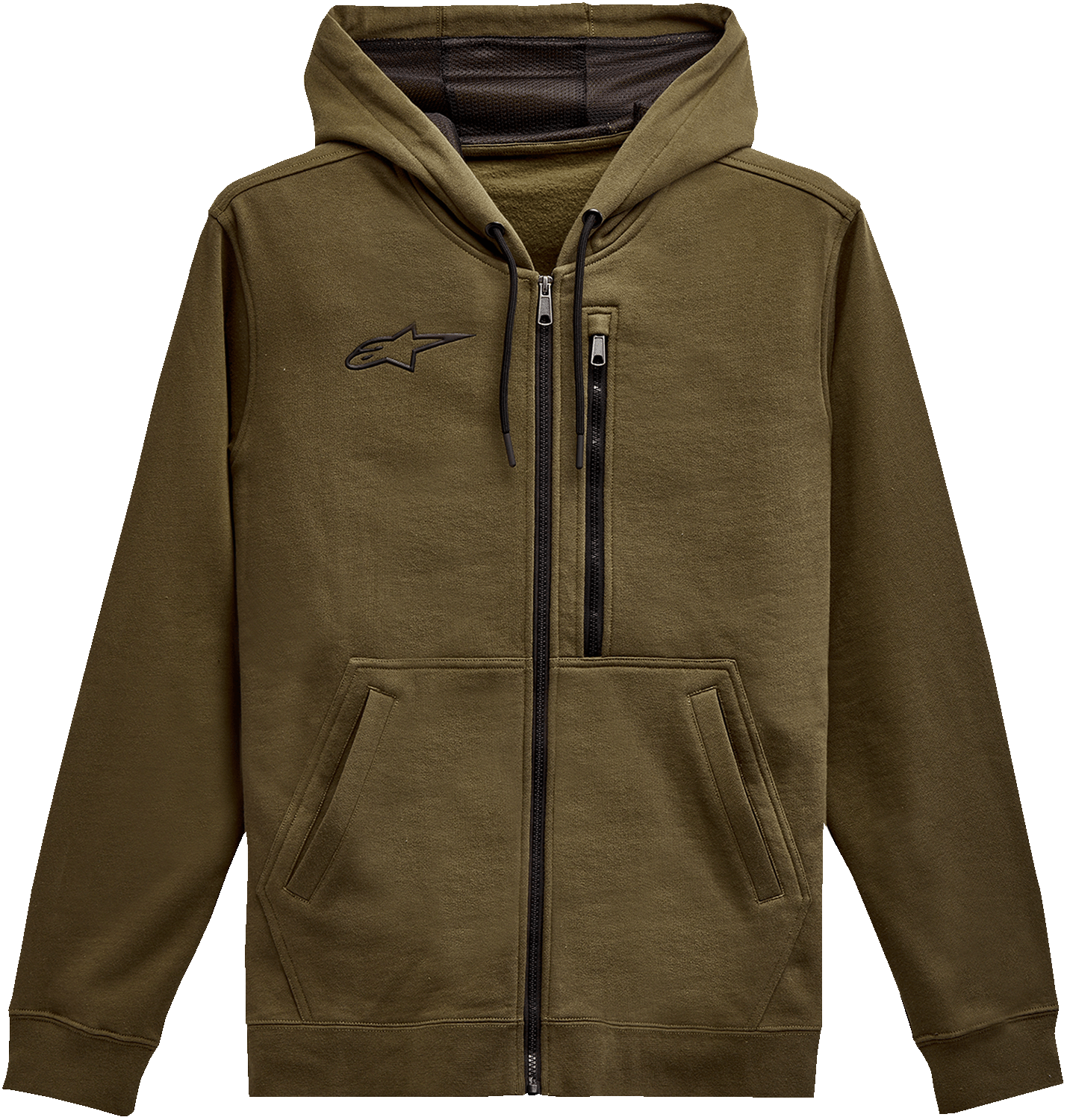 Alpinestars Asymmetrical Zip-up Hoodie Military Medium - Part No. 121351030690M - Kelly Motorsports