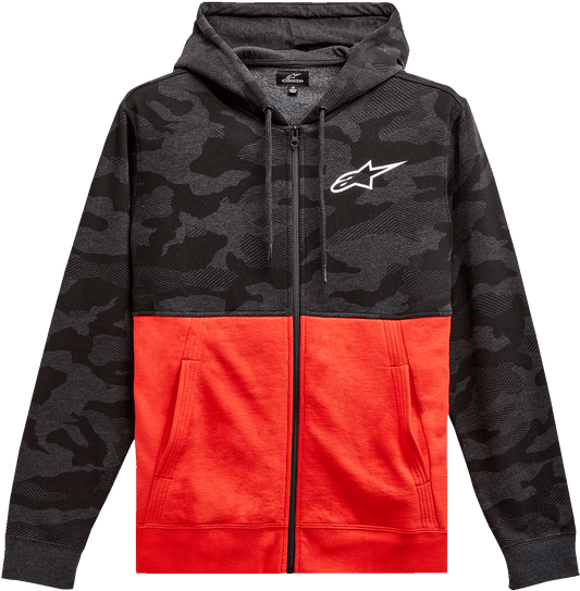 Alpinestars Camo Block Hoodie Charcoal Heather/Warm Red Medium - Part 1213510501816M - Kelly Motorsports