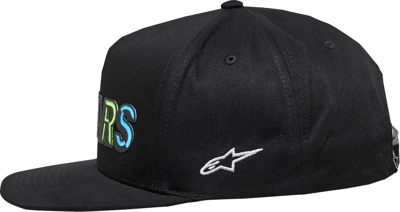 Alpinestars Candy Hat - Black, Structured Flat Bill Cap with Embroidery and Tiger Camo Ripstop Fabric - Kelly Motorsports
