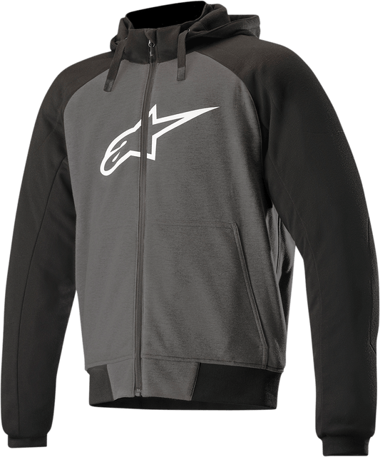 Alpinestars Chrome Sport Hoodie Small 4200918-1432-S – Gray, Black & White Motorcycle Jacket with Aramid Reinforcements - Kelly Motorsports
