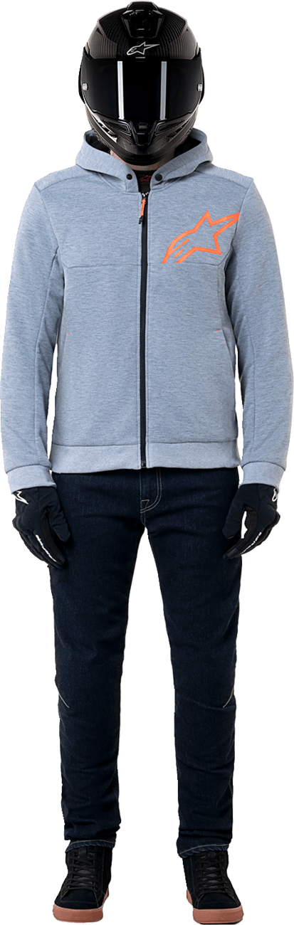 Alpinestars Chrome v2 Sport Hoodie Heather Gray/Red Fluo 4200325-9199 - Kelly Motorsports