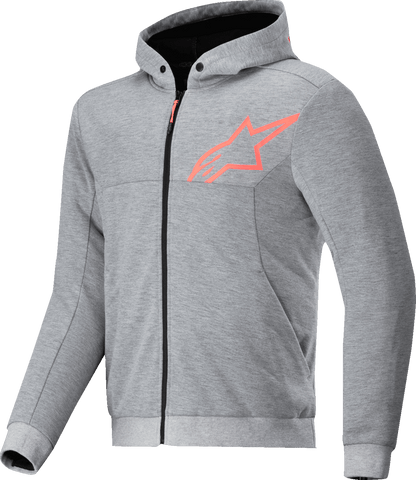 Alpinestars Chrome v2 Sport Hoodie Heather Gray/Red Fluo 4200325-9199 - Kelly Motorsports