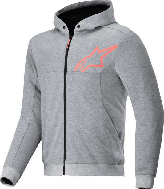 Alpinestars Chrome v2 Sport Hoodie Heather Gray/Red Fluo 4200325-9199 - Kelly Motorsports