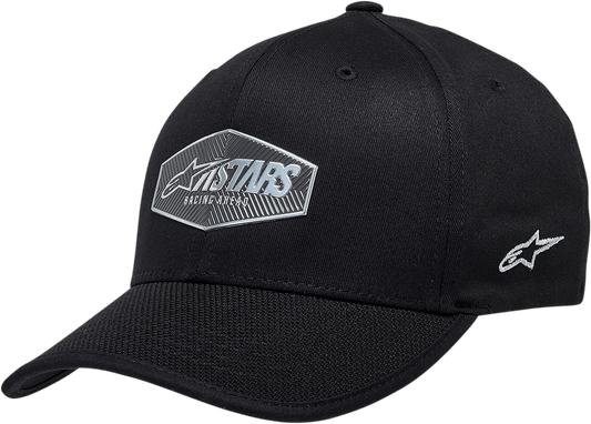 Alpinestars Emblem Hat Black Large/XL - Comfortable Stretch Twill Cap with Pique Bill - Kelly Motorsports